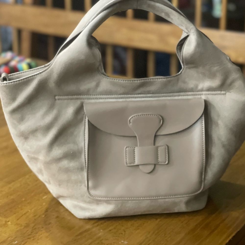 Anthropologie Grey Faux Suede Ryan Handbag